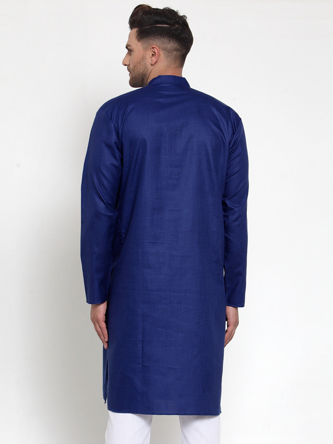 Jompers Men's Royal Blue Cotton Solid Kurta Only