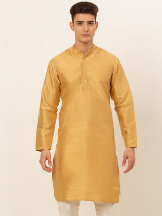 Jompers Men's Solid Dupion Silk Kurtas