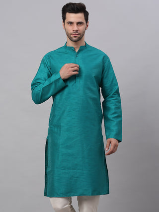 Jompers Men's Solid Dupion Silk Kurtas