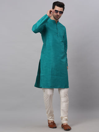 Jompers Men's Solid Dupion Silk Kurtas