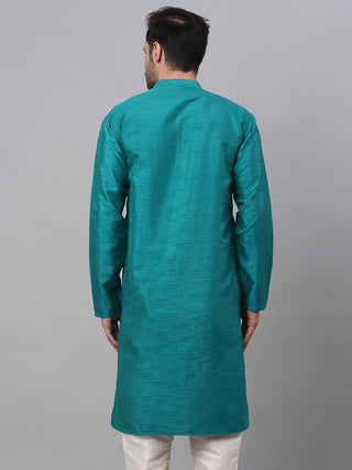 Jompers Men's Solid Dupion Silk Kurtas