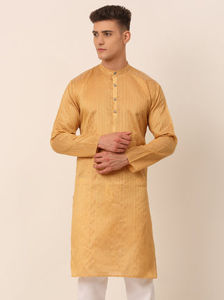 Men's Silk Blend Sequence Embroidered Kurta Only