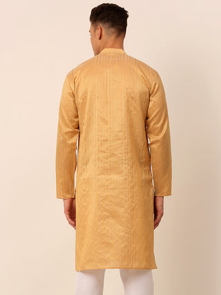 Men's Silk Blend Sequence Embroidered Kurta Only