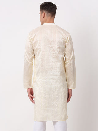 Men's Silk Blend Sequence Embroidered Kurta Only