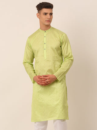 Men's Silk Blend Sequence Embroidered Kurta Only