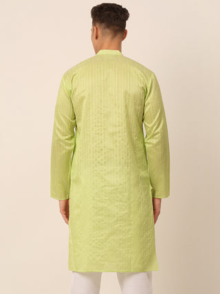 Men's Silk Blend Sequence Embroidered Kurta Only