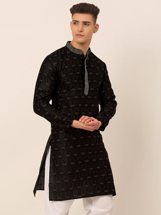 Men's Silk Blend Collar Embroidered Kurta only