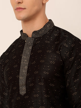 Men's Silk Blend Collar Embroidered Kurta only