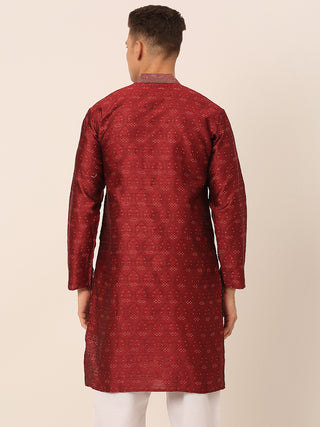 Men's Silk Blend Collar Embroidered Kurta only