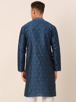 Men's Silk Blend Collar Embroidered Kurta only