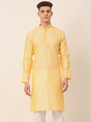 Men's Silk Blend Collar Embroidered Kurta only