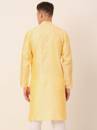 Men's Silk Blend Collar Embroidered Kurta only