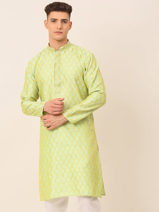 Men's Silk Blend Collar Embroidered Kurta only