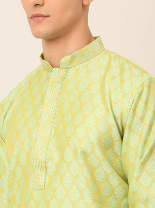 Men's Silk Blend Collar Embroidered Kurta only