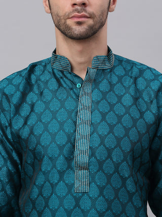 Men's Silk Blend Collar Embroidered Kurta only