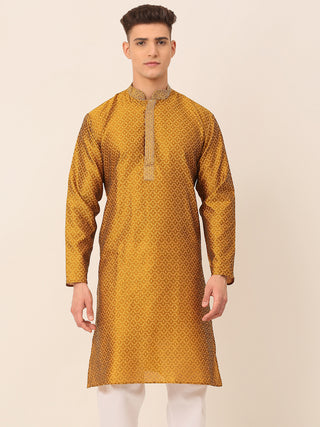 Men's Silk Blend Collar Embroidered Kurta only