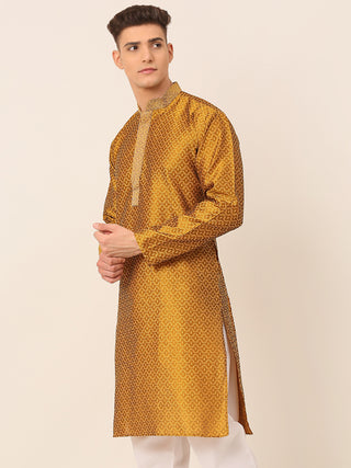 Men's Silk Blend Collar Embroidered Kurta only