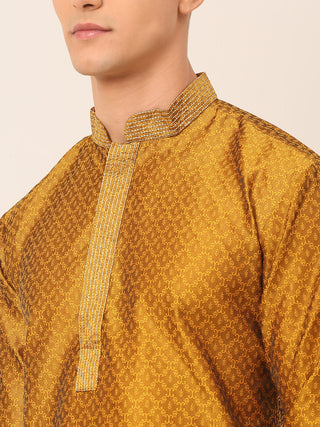 Men's Silk Blend Collar Embroidered Kurta only