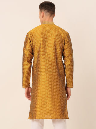 Men's Silk Blend Collar Embroidered Kurta only