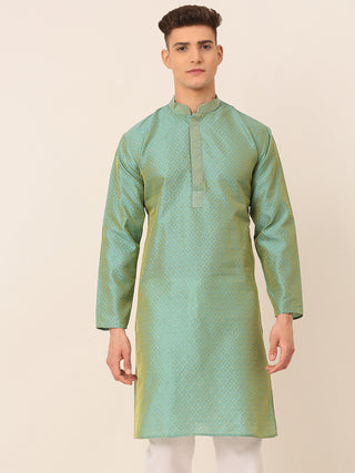 Men's Silk Blend Collar Embroidered Kurta only