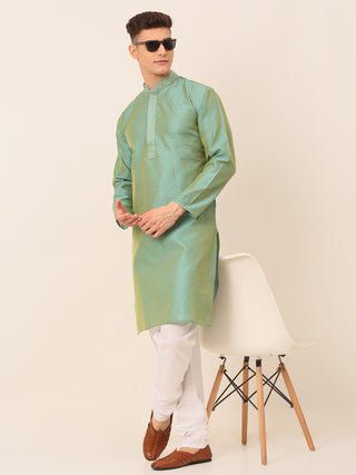 Men's Silk Blend Collar Embroidered Kurta only