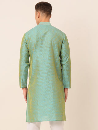 Men's Silk Blend Collar Embroidered Kurta only