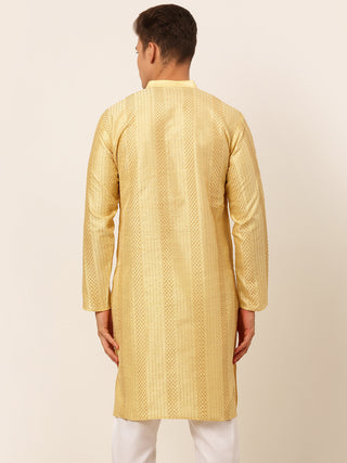 Jompers Men's Golden Embroiderd Kurta Only