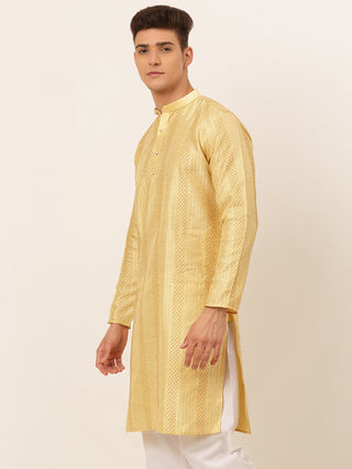 Jompers Men's Golden Embroiderd Kurta Only