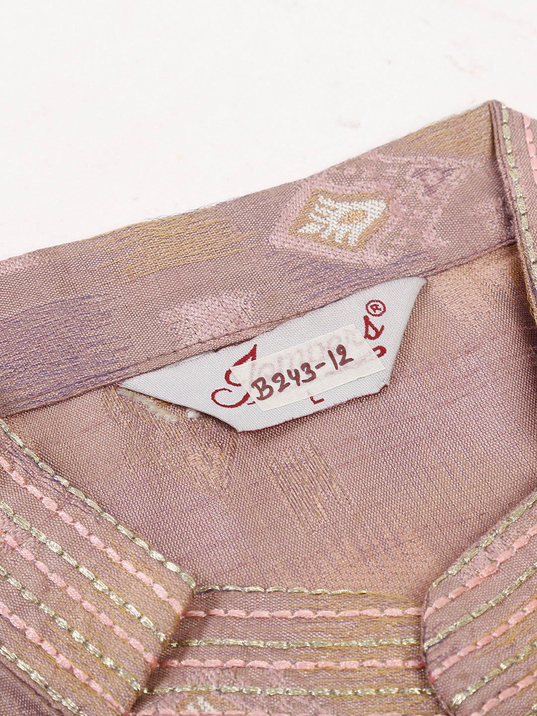 Jompers Men's Pink Collar Embroidered Woven Design Kurta Pajama