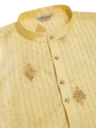 Jompers Men Golden Embroidered Sequinned Kurta Only