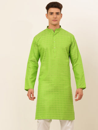 Jompers Men's Green Woven Design Kurta Only