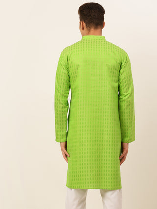 Jompers Men's Green Woven Design Kurta Only