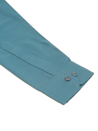 Jompers Men's Teal Blue Solid Cotton Short Kurta