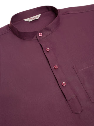 Jompers Men's Purple Solid Cotton Short Kurta
