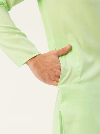 Jompers Men's Lime Cotton Solid Kurta Payjama Sets