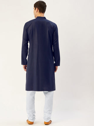 Jompers Men's Navy Cotton Solid Kurta Payjama Sets