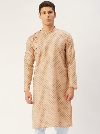 Jompers Men's Beige Cotton printed kurta Only