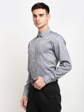 Indian Needle Grey Men's Solid Cotton Formal Shirt