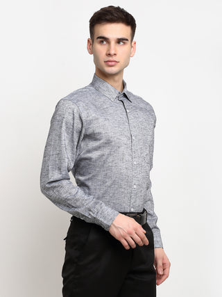 Indian Needle Grey Men's Solid Cotton Formal Shirt