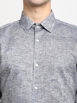 Indian Needle Grey Men's Solid Cotton Formal Shirt