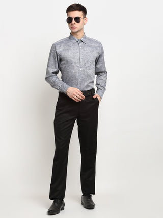 Indian Needle Grey Men's Solid Cotton Formal Shirt