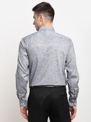 Indian Needle Grey Men's Solid Cotton Formal Shirt