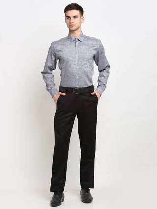 Indian Needle Grey Men's Solid Cotton Formal Shirt