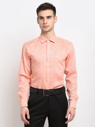 Indian Needle Orange Men's Solid Cotton Formal Shirt