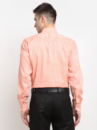 Indian Needle Orange Men's Solid Cotton Formal Shirt