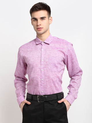 Indian Needle Purple Men's Solid Cotton Formal Shirt