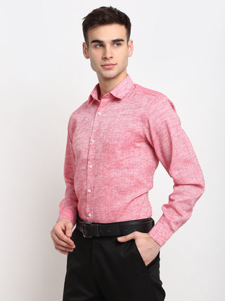 Indian Needle Red Men's Solid Cotton Formal Shirt