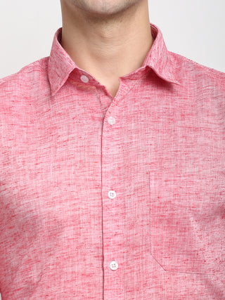 Indian Needle Red Men's Solid Cotton Formal Shirt