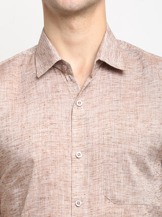 Indian Needle Rust Men's Solid Cotton Half Sleeves Formal Shirt