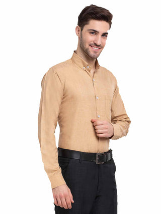 Indian Needle Beige Men's Button Down Collar Cotton Formal Shirt